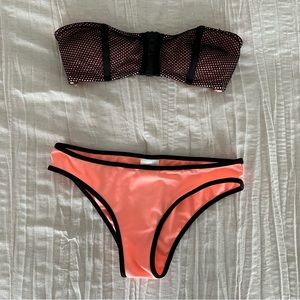 H&M coral & black swimsuit size 2